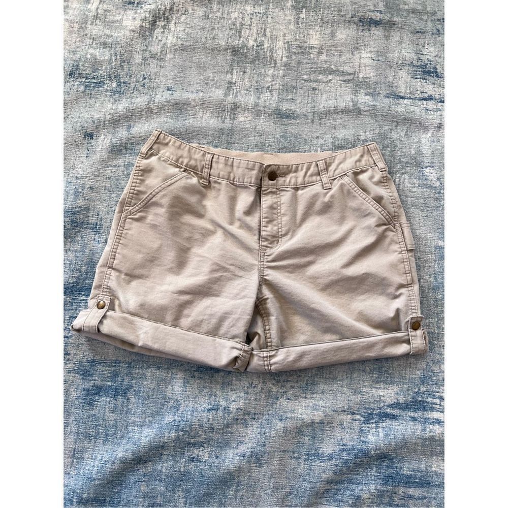 Carhartt Khaki Original Fit Cuffed Roll Tab Hem Shorts Size 14